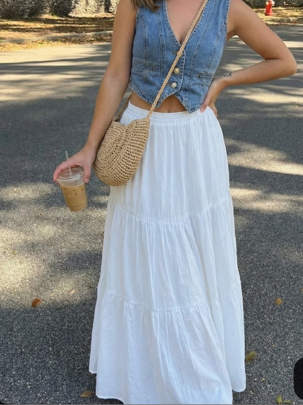 White Tiered Maxi Skirt - Lightweight Flowing Summer Skirt Women Boho